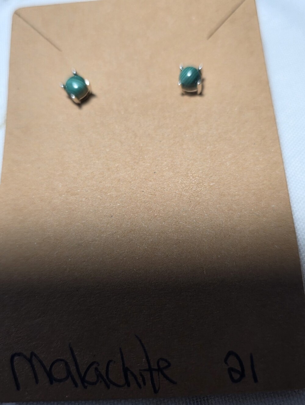 Malachite Stud Earrings - Green Gemstone Earrings